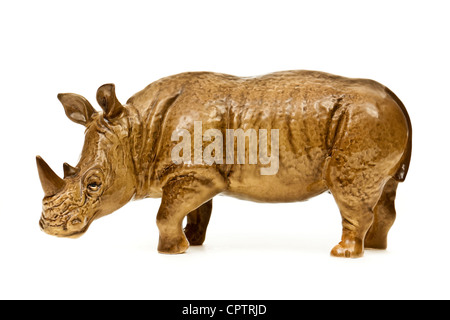 Seltene Vintage Sylvac Keramik (Nr. 5166) große Nashorn Figur Stockfoto