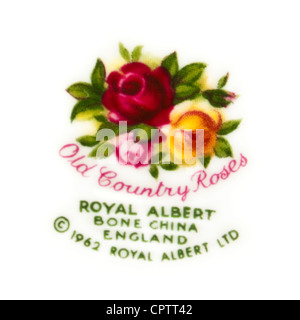 Royal Albert 'Old Country Roses' Backstamp (die beliebtesten Muster jemals entworfen durch jede Keramik) Stockfoto