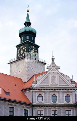 Brunnenhof Residenz, Brunnenhof Residenz mit Clocktower in alten München, Bayern, Deutschland Stockfoto