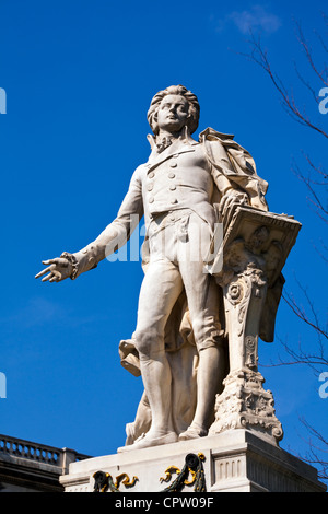 Statue von Wolfgang Amadeus Mozart im Burggarten in Wien Stockfoto