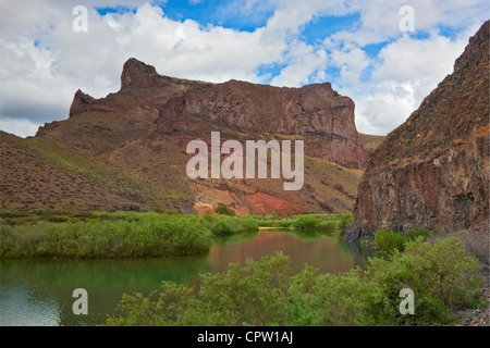 Malheur Grafschaft, OR Felsen stehend über den Oyhee-Fluss Stockfoto