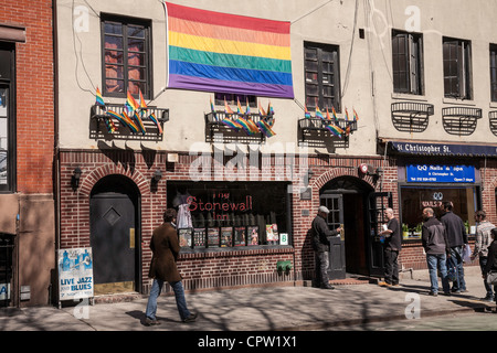 Steinmauer Inn an der Christopher Street im Sheridan Square West Greenwich Village, NYC Stockfoto