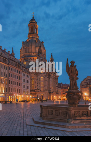 Blick vom Türken Brunnen, Church of Our Lady, angesehen vom Johanneum, Dresden, Sachsen, Deutschland, Europa Stockfoto