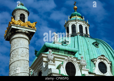 Saint Charles Kirche erbaut von Fischer von Erlach in Wien Stockfoto