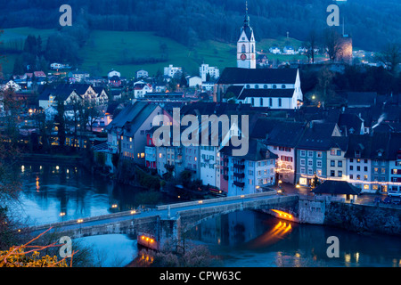 Laufenburg bei Nacht, Schweizer Kanton Aargau, hohe Rhein, Schweiz, Europa Stockfoto