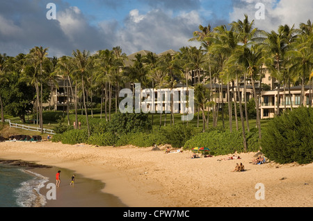 Elk284-335 4Hawaii, Maui Kaanapali Coast, Kapalua Bay Strand, Eigentumswohnungen und Urlaub Ferienwohnungen entlang der Strand Stockfoto