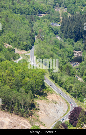 Verbesserungen im Straßenverkehr auf die A470 zwischen Ortszentrum und Porthmadog in der Nähe von Gantlwyd, Snowdonia National Park, North Wales Stockfoto