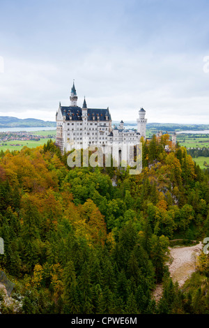 Schloss Neuschwanstein Castle, 19. Jahrhundert Romanesque Wiederbelebung Palast von Ludwig II von Bayern in den Bayerischen Alpen, Deutschland Stockfoto