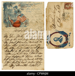 4. August 1862 Bürgerkrieg Brief, Daniel George, Kapitän der folgenden, an Bord der USS Morgenlicht. Stockfoto