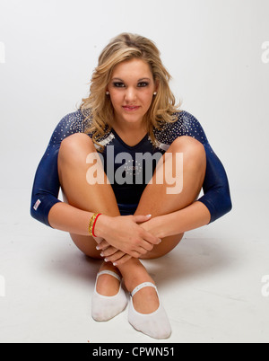 Amerikanische Trampolin Turnerin Earnest Dakota auf dem Team USA Mediengipfel in Dallas, TX im Vorfeld der Olympischen Spiele 2012 in London. Stockfoto