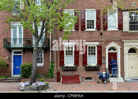 Haus im Kolonialstil Stadt, Society Hill, Philadelphia, Pennsylvania, USA Stockfoto