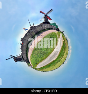 Windmühlen von Zaanse Schans, Niederlande, kleine Planeten Effekt Stockfoto