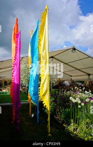 Bunte Fahnen auf das Hay-Festival 2012. Stockfoto