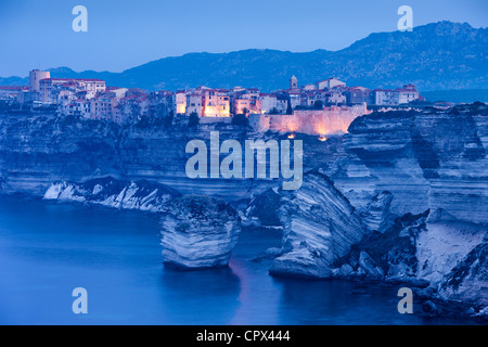 Bonifacio im Morgengrauen, Korsika, Frankreich Stockfoto