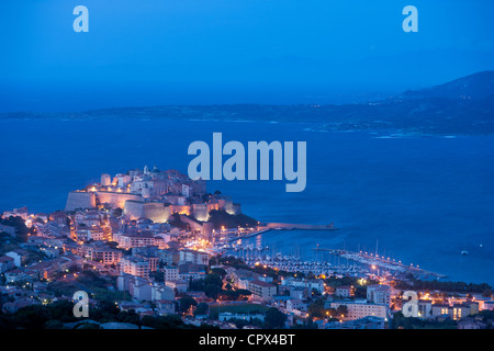 Calvi in der Abenddämmerung, Korsika, Frankreich Stockfoto