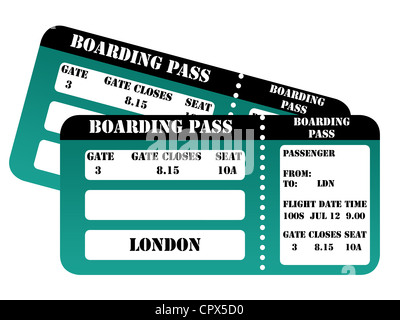 London 2012-boarding-Pass isoliert auf weißem Hintergrund. Stockfoto