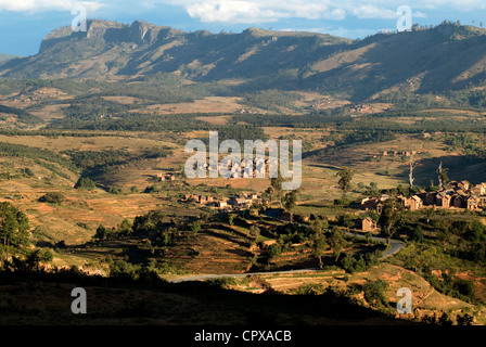 Madagaskar-Hochland ehemalige Provinz von Fianarantsoa Vatovavy Fitovinany hohe Matsiatra Regionen Tiefland Dörfer der nationalen Stockfoto