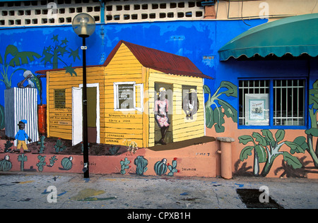Niederländischen Antillen, Curacao-Insel, Stadt Willemstad, bemalten Wand Stockfoto
