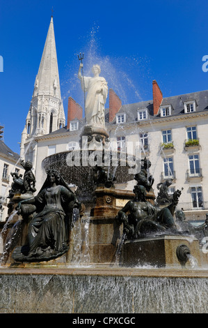 Frankreich, Loire-Atlantique, Nantes, Place Royale und Brunnen Stockfoto