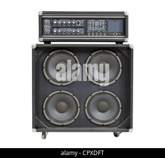 Retro Vintage Bass-Amps isoliert auf weiss. Stockfoto