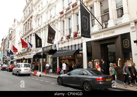 Exklusive Geschäfte auf neue Bond Street, London, England, Vereinigtes Königreich Stockfoto