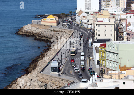 Luftbild von der Promenade in Cadiz, Spanien Stockfoto