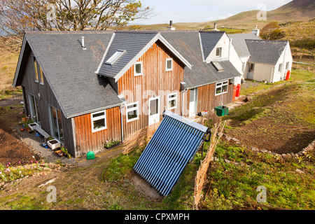 Eine thermische Solarpanel auf Eigg, die 98 % durch erneuerbare Energien betrieben wird. Stockfoto