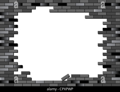 Retro-Ziegel Wand Vektor, teilweise eingestürzt Stockfoto
