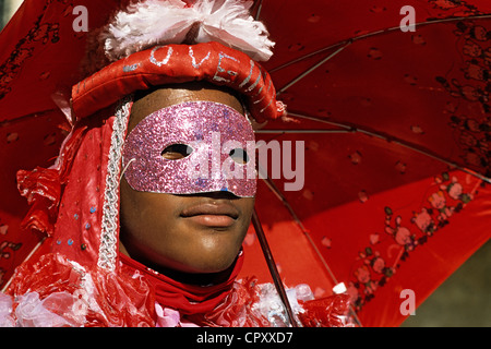 Dominikanische Republik, Distrito Federal Provinz, Santo Domingo, Kostüm Charakter während des Karnevals Stockfoto