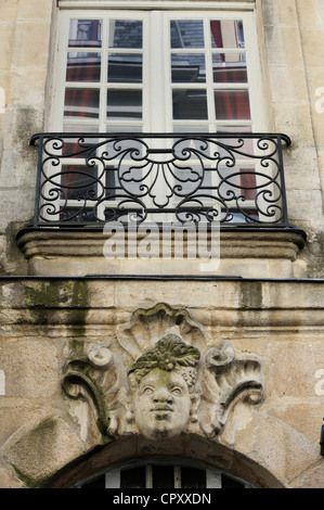 Frankreich-Loire-Atlantique-Nantes groteske Maske Fassade der Villa eines Reeders auf rue Kervegan im ehemaligen Ile Feydeau Stockfoto