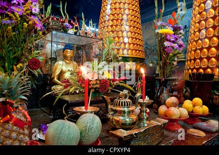 Kaohsiung, Taiwan Cijin Insel, Matsu Tempel, altar Stockfoto