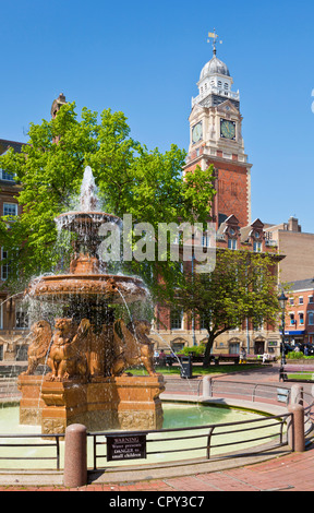 Leicester Rathausplatz Brunnen Leicester Stadtzentrum Leicestershire East Midlands England UK GB EU Europa Stockfoto