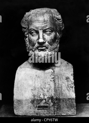 Thucydides, ca. 460 - ca. 397 v. Chr., griechische Historikerin, Porträt, alte Büste, Marmor, Nationalmuseum Neapel, Stockfoto