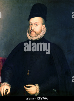 Philipp II., 21.5.1527 - 13.9.1598, König von Spanien 1556 - 1598, Porträt, Gemälde von Claudio Coello, ca. 1564, Prado, Madrid, Stockfoto