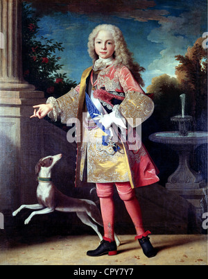 Ferdinand VI., 23.9.1713 - 10.8.1759, König von Spanien 9.7.1746 - 10.8.1759, als Kind, voller Länge, Gemälde von Jean Ranc (1674 - 1735), Stockfoto