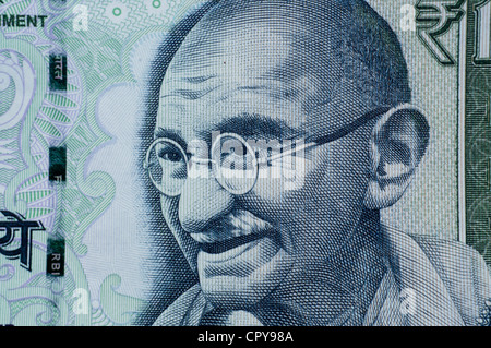 Bild von Gandhi auf einer 100 Rupie Währung Rechnung (hochauflösend) Stockfoto