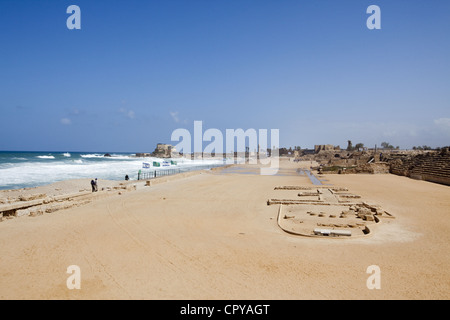 Das römische Hippodrom gebaut von Herodes die großen über 25 – 13 v. Chr. in Caesarea, Israel Stockfoto