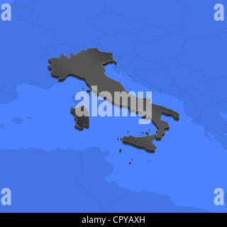 Politische Karte von Italien mit den verschiedenen Regionen. Stockfoto