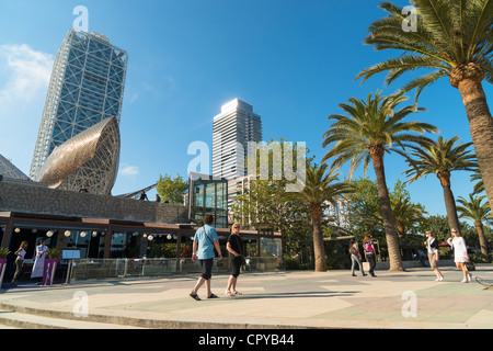 Barceloneta Promenade, Barcelona, Spanien Stockfoto