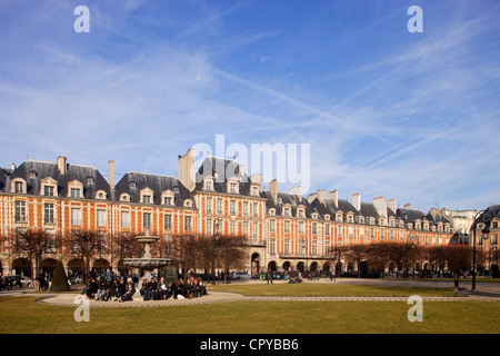 Frankreich, Paris, Place des Vosges im winter Stockfoto