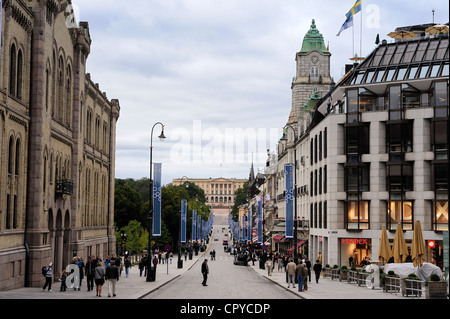 Norwegen, Oslo, dem königlichen Palast am Ende der Karl Johans Gate, eines der wichtigsten Einkaufsstraße der Stadt Stockfoto