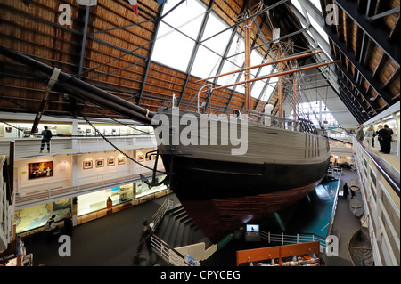 Norwegen, Oslo, Bygdoy Halbinsel, Frammuseet (Fram Polarmuseum Schiff) von Fridtjof Nansen Explorer, Fram Stockfoto