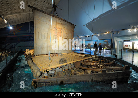 Norwegen Oslo Bygdoy Halbinsel Kon-Tiki Museum Thor Heyerdahl Kon-Tiki-Floß die Pacific von Peru nach Polynesien 1947 überschritten Stockfoto