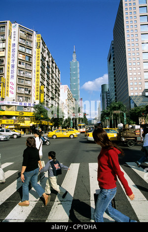 Taiwan Taipei Taipei 101 Tower 508 m Höhe einer der höchsten Türme in der Welt von Architekt Firma CY Lee und Partnerarchitekten Stockfoto