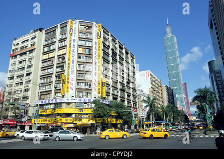 Taiwan Taipei Taipei 101 Tower 508 m Höhe einer der höchsten Türme in der Welt von Architekt Firma CY Lee und Partnerarchitekten Stockfoto