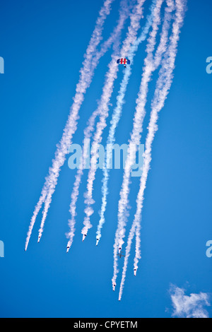 RAF Falken Freefall Fallschirm Team Teilnahme an Flugschau auf RAF Brize Norton Air Base, UK Stockfoto