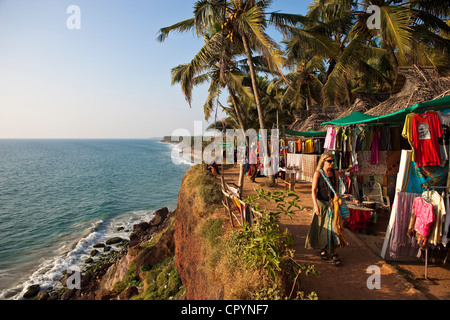 Indien, Bundesstaat Kerala, Varkala, Badeort an der Spitze einer Klippe Stockfoto