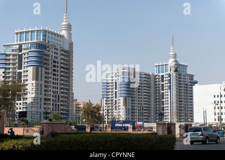 Neue Hochhaus Wohngebäude, Gurgaon, Haryana, Indien, Asien Stockfoto