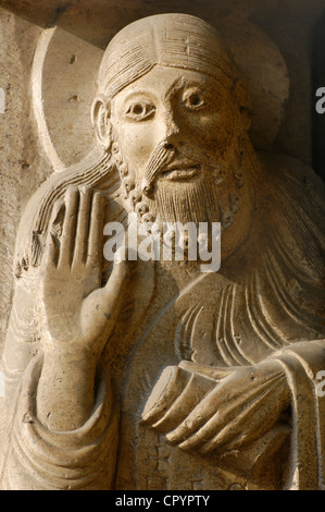 Prophet Jesaja. Detail. Wichtigsten Portico. 12. Jahrhundert. Cremona-Catedral. Italien. Stockfoto