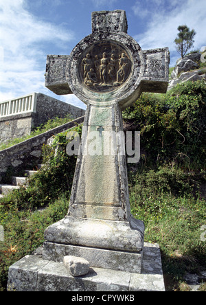 Spanien, Galicien, Santa Tecla, Keltisches Kreuz Stockfoto